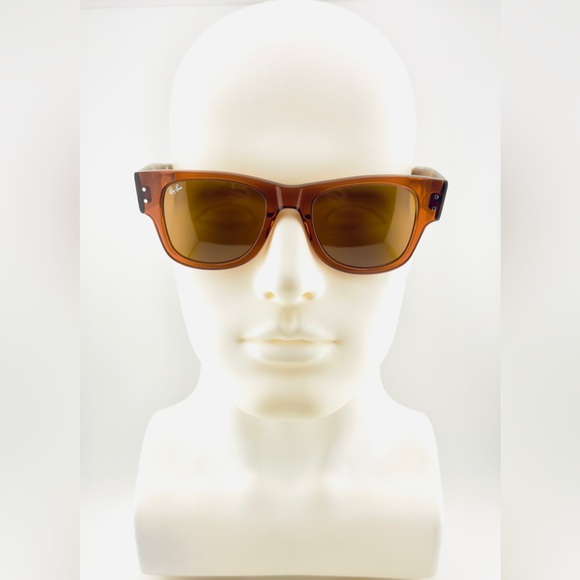 Ray-Ban Sunglasses Mega Wayfarer RB0840-S Polished Transparent Frame Brown Lens - Picture 3 of 16